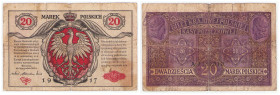 Polish banknotes 1916 - 1948
POLSKA / POLAND / POLEN / POLOGNE / POLSKO

20 marek polskich 1916 seria A, jenerał 

Odmiana z wczesną klauzulą, z ...