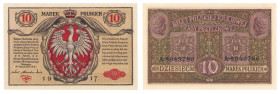 Polish banknotes 1916 - 1948
POLSKA / POLAND / POLEN / POLOGNE / POLSKO

10 marek polskich 1916 seria A – biletów... Generał – RZADKI 

Złamanie ...