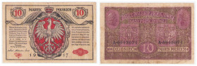 Polish banknotes 1916 - 1948
POLSKA / POLAND / POLEN / POLOGNE / POLSKO

10 marek polskich 1916 seria A – biletów... Generał – RZADKI 

Ślady dłu...