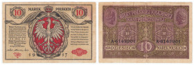 Polish banknotes 1916 - 1948
POLSKA / POLAND / POLEN / POLOGNE / POLSKO

10 marek polskich 1916 seria A, biletów... Generał 

Ślady długiego obie...