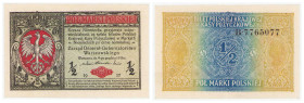 Polish banknotes 1916 - 1948
POLSKA / POLAND / POLEN / POLOGNE / POLSKO

1/2 marki polskiej 1916 seria B, Generał 

Pięknie zachowany egzemplarz....