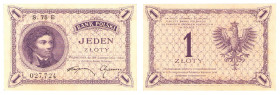 Polish banknotes 1916 - 1948
POLSKA / POLAND / POLEN / POLOGNE / POLSKO

1 zloty 1919 seria 75 H - RZADKI 

Złamany lewy, górny narożnik. Zagniec...