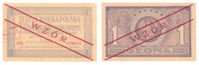 Polish banknotes 1916 - 1948
POLSKA / POLAND / POLEN / POLOGNE / POLSKO

WZÓR / SPECIMEN 1 marka polska 1919 seria IAL 

Dziurki po szpilkach, dr...