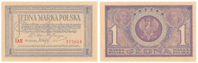 Polish banknotes 1916 - 1948
POLSKA / POLAND / POLEN / POLOGNE / POLSKO

1 marka polska 1919 seria IAE 

Złamana końcówka dolnego, prawego narożn...