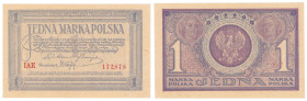 Polish banknotes 1916 - 1948
POLSKA / POLAND / POLEN / POLOGNE / POLSKO

1 marka polska 1919 seria IAE 

Złamana końcówka dolnego, prawego narożn...