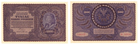 Polish banknotes 1916 - 1948
POLSKA / POLAND / POLEN / POLOGNE / POLSKO

II RP. 1.000 marek 1919 seria I-CT 

Złamana końcówka lewego, dolnego na...