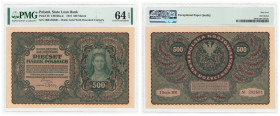 Polish banknotes 1916 - 1948
POLSKA / POLAND / POLEN / POLOGNE / POLSKO

 500 marek polskich 1919 seria I-BR, PMG 64 

Egzemplarz w holderze PMG ...