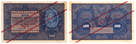 Polish banknotes 1916 - 1948
POLSKA / POLAND / POLEN / POLOGNE / POLSKO

WZÓR / SPECIMEN 100 marek polskich 1919, seria I-A - RARE R5 

Czerwony,...