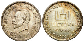 Lithuania
Lithuania. July 10, 1938, Smetona RARE 

Patyna.Wybite na 20. rocznicę niepodległości.

Details: 18,02 g Ag 
Condition: 2- (EF-) 
Lit...