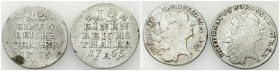 Germany
Germany, Prussia. 1/12 thaler 1765 A and D, set of 2 coins 

Obiegowe stany zachowania.

Details: Ag 
Condition: 3- (VF-)