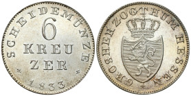 Germany
Germany, Hessen-Darmstadt. Ludwig II (1830-1848). 6 Kreuzer coins 1833 - BEAUTIFUL 

Pięknie zachowane.

Details: Ag 
Condition: 1- (UNC...