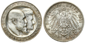 Germany
Germany, Wrttemberg. 3 marks 1911 F, Stuttgart 

Bardzo ładnie zachowane, ale z ryskami na portretach.

Details: 16,74 g Ag 
Condition: ...