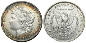 USA
USA. 1896 Dollar, Philadelphia 

Kolorowa patyna, lekko czyszczony.&nbsp;

Details: 26,73 g Ag 900 
Condition: 2- (EF-) 
Literature: KM110