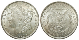 USA
USA. 1921 Dollar, Philadelphia 

Drobne skazy w polu na awersie.

Details: 26,73 g Ag 900 
Condition: 2- (EF-) 
Literature: KM 110