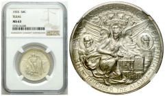 USA
USA. 1/2 dollar (50 cents) 1935 Texas Independence, NGC MS63 

Idealnie zachowana moneta z połyskiem.&nbsp;Rzadka w tak pięknym stanie zachowan...