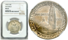 USA
USA. 1/2 dollar (50 cents) 1935 - San Diego, San Francisco NGC MS65 - BEAUTIFUL 

Idealnie zachowana moneta z połyskiem.&nbsp;Rzadka w tak pięk...