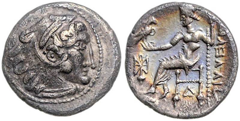 OSTKELTEN, Beischlag zu einer AR Drachme Alexander III., Herakleskopf in Löwenha...