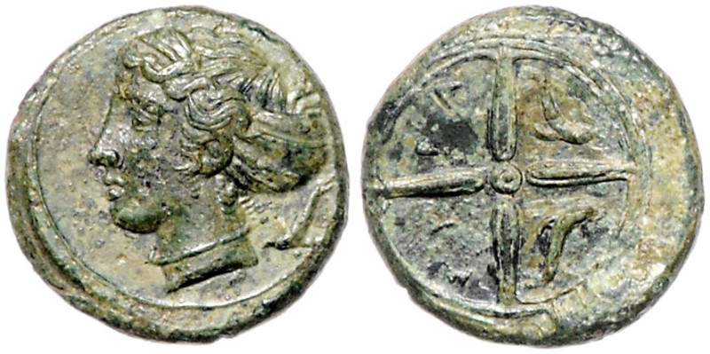 ITALIEN, SIZILIEN, Stadt Syrakus, AE 16 (466-406 v.Chr.). Kopf der Arethusa l., ...