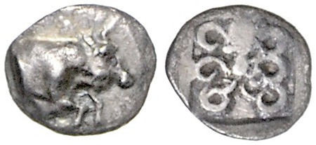 GRIECHENLAND, THRAKIEN, Stadt Dikaia, AR Hemiobl (480-450 v.Chr.). Stierprotome ...
