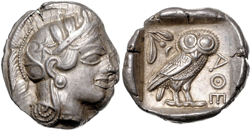 GRIECHENLAND, ATTIKA, Stadt Athen, AR Tetradrachme (ca. 479-393 v.Chr.). Kopf de...