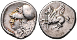 GRIECHENLAND, KORINTH, Stadt Korinth, AR Stater (400-350 v.Chr.). Pegasos r. Rs. Athenakopf mit korinth. Helm r. 8,61g.
 ss
Sear 2626