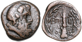 GRIECHENLAND, LAKONIA, Stadt Lakedaimon, AE AS (32-31 v.Chr.), Münzmeister C. Julius Eurycles. Zeuskopf r. Rs. Keule senkrecht, L-A/EPI-EY/PY-KL/O-S, ...