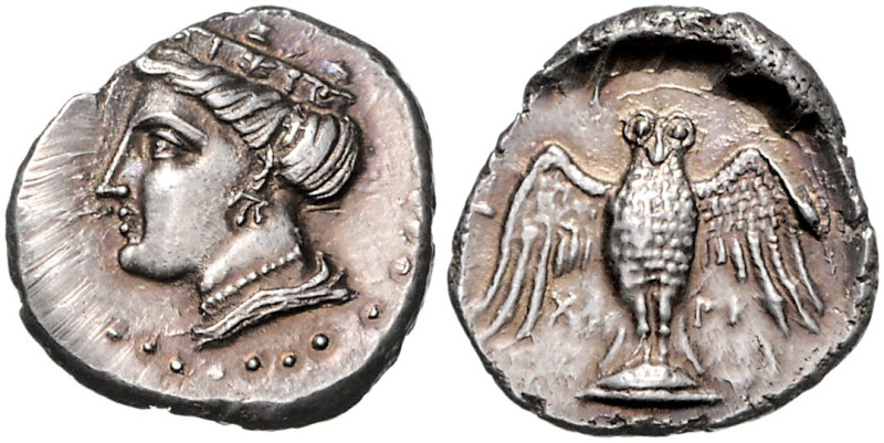 KLEINASIEN, PONTOS, Stadt Amisos, AR Drachme (4.Jh.v.Chr.). Tychekopf l. Rs.Eule...