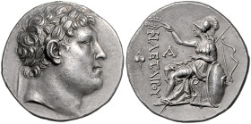 KLEINASIEN, MYSIEN, Attalos I., 241-197 v.Chr., AR Tetradrachme. Bel. Kopf des Philetairos. Rs.Athena mit Kranz auf Cippus, im Feld r.Bogen, l. Efeubl...