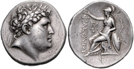 KLEINASIEN, MYSIEN, Attalos I., 241-197 v.Chr., AR Tetradrachme. Bel. Kopf des Philetairos. Rs.Athena thront mit Schild, hinten Bogen, hält Kranz mit ...