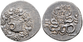KLEINASIEN, MYSIEN, Stadt Pergamon, AR Cistophor (133-67 v.Chr.). Cista mystica mit Schlange im Efeukranz. Rs.Bogen in Köcher zwischen zwei Schlangen,...