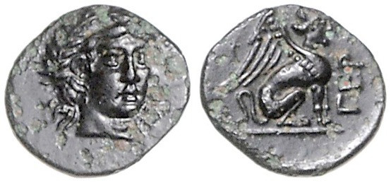 KLEINASIEN, TROAS, Stadt Gergis, AE 10 (400-350 v.Chr.). Kopf der Sibylle Heroph...