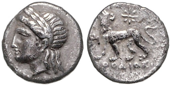 KLEINASIEN, IONIEN, Stadt Milet, AR Hemidrachme (350-250 v.Chr.). Belorb. Kopf d...