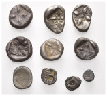 KLEINASIEN, IONIEN, Stadt Milet, Lot von 10 AR Kleinmünzen, dain: Diobol (478-390 v.Chr.). Löwenprotome r., sich umwendend. Rs.Sternförmige Quadratum ...