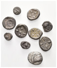 KLEINASIEN, IONIEN, Stadt Milet, Lot von 10 AR Kleinmünzen, dain: Obol (478-390 v.Chr.). Löwenprotome r., sich umwendend. Rs.Sternförmige Quadratum in...