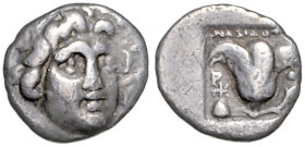 KLEINASIEN, KARIEN, Insel Rhodos, AR Hemidrachme (167-88 v.Chr.). Helioskopf halbr. Rs.Rose mit Knospe zw. P-O, Symbol l. Stern über Omphalos, in quad...
