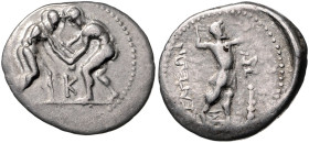 KLEINASIEN, PISIDIEN, Stadt Selge, AR Stater (325-250 v.Chr.). 2 Ringer sich gegenseitig haltend, dazw. 'K'. Rs.Schleuderer r., i.F.r. Triskeles u. Ke...