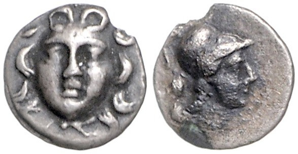KLEINASIEN, PISIDIEN, Stadt Selge, AR Trihemiobol (300-190 v.Chr.). Kopf der Gor...
