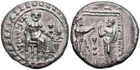KLEINASIEN, KILIKIEN, Stadt Tarsos, AR Stater (Satrap Datames, 378-372 v.Chr.). Thron. Baal r., Torso v.vorn, m. Adlerzepter, Kornähre, Weintraube u. ...