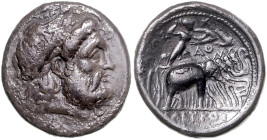 SYRIEN, Seleukos I. Nikator, 312-280 v.Chr., AR Tetradrachme. Belorb. Kopf des Zeus r. Rs.Athena mit Speer u.Schild in Elefantenquadriga r. fahrend, B...