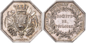 FRANKREICH / TOULOUSE, Stadt, Oktogonaler Silberjeton o.J. (AUMOITTE STERN. 47 P. PANORAMAS.) der Hagelve sicherung Toulouse. Wappen in Kartusche mit ...