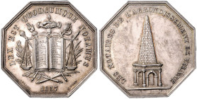 FRANKREICH / VIENNE, Stadt, Oktogon. Silberjeton 1837 (Durand à Lyon) der Notarkammer Vienne. LEX EST ..., Gesetztafel mit Waage, Attributen, Lorbeer-...