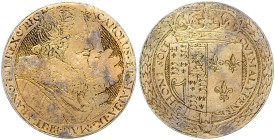 GROSSBRITANNIEN, Charles I., 1625-1649, Gravierter Jeton o.J. in Niello-Marnier. Gestaffelte Brustb. r. mit seiner Frau Maria von Frankreich. Rs.Gekrö...