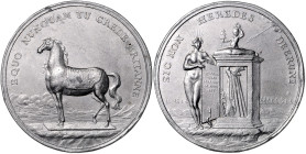GROSSBRITANNIEN, Jakob II., 1685-1688, Satirische Zinnmed. 1688 unsigniert (von J.Schmeltzing) a.d. Geburt des Prinzen James. Trojanisches Pferd l., i...