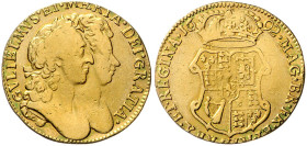 GROSSBRITANNIEN, Wilhelm und Maria, 1688-1694, Guinea 1692. 19,6mm; 7,56g.
 GOLD, kl.Hsp., gereinigt, s/ss
KM 474.1; Frbg.303