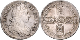 GROSSBRITANNIEN, Wilhelm III., 1694-1702, Crown 1696, London.
 kl.Hsp., ss
Dav.3782; KM 494.1