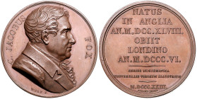 GROSSBRITANNIEN, Georg IV., 1820-1830, Br.-Med. 1823 von Wolf a.d. Staatsmann Charles James Fox (1748-1823). Brb. r. Rs.Zehn Zeilen Schrift. 41mm; 46,...