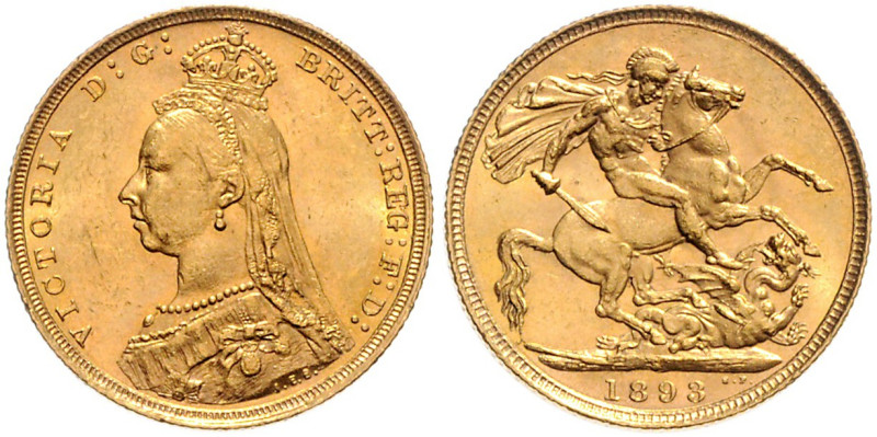 GROSSBRITANNIEN, Victoria, 1837-1901, Sovereign 1893 S, Sydney. 7,99g.
Ware ist...