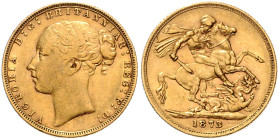 GROSSBRITANNIEN, Victoria, 1837-1901, Sovereign 1873, London. 22mm; 7,94g.
Ware ist MwSt-befreit
VAT tax free
GOLD, ss/vz
Frbg.388; KM 752