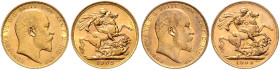 GROSSBRITANNIEN, Eduard VII., 1901-1910, Sovereign 1902, 1904, London. Je ca. 22mm; 7,99g.
Ware ist MwSt-befreit
VAT tax free
GOLD, 2 Stk., ss/vz
...