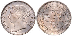 HONGKONG, Victoria, 1837-1901, 20 Cent 1892. 23,5mm; 5,38g; 6h.
 ss-vz
KM 7